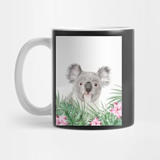 Koala, Tropical leaves and flowers, Animal, Nursery, Trendy decor, Interior Art Print Mug